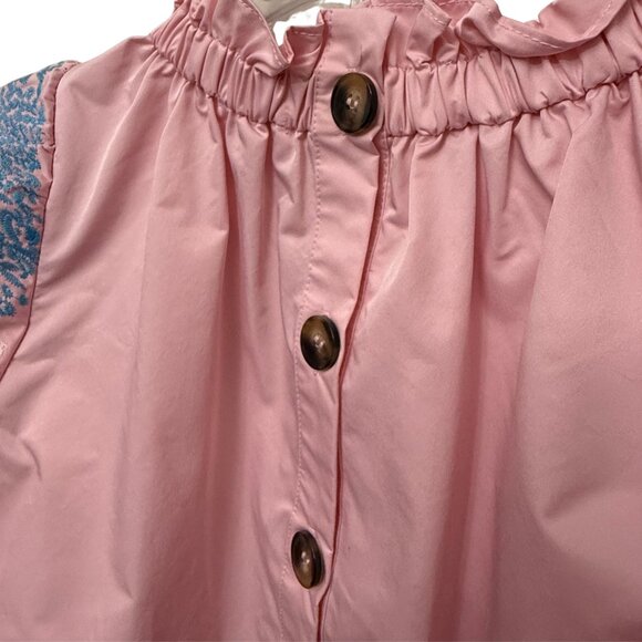 THML Women's Pink Embroidered Puff Sleeve Top - Size XS - Picture 10 of 10